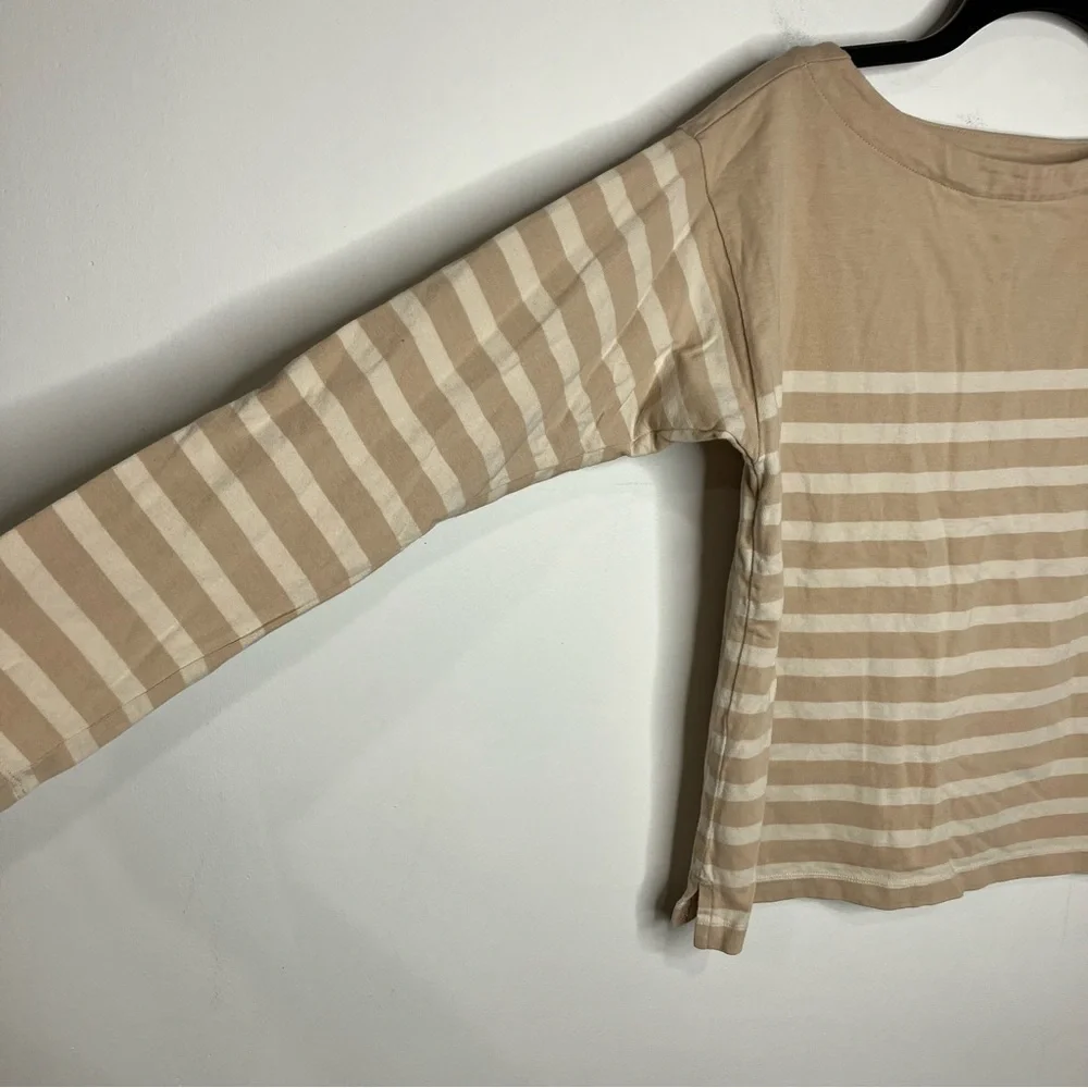 J. Crew tan‎ striped top long sleeve boat neck size XS